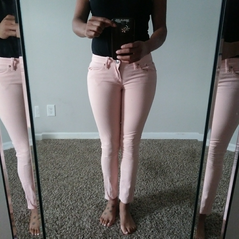 J.Crew Light Pink Toothpick Jeans Pants 24 ankle